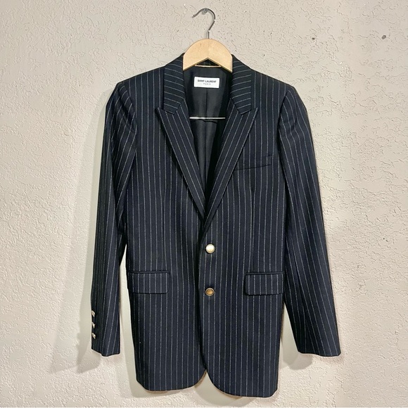 Saint Laurent | Wool Pin Stripe Blazer Size: 38 - Picture 1 of 8